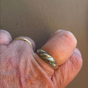 Silver and Black Textured Ring